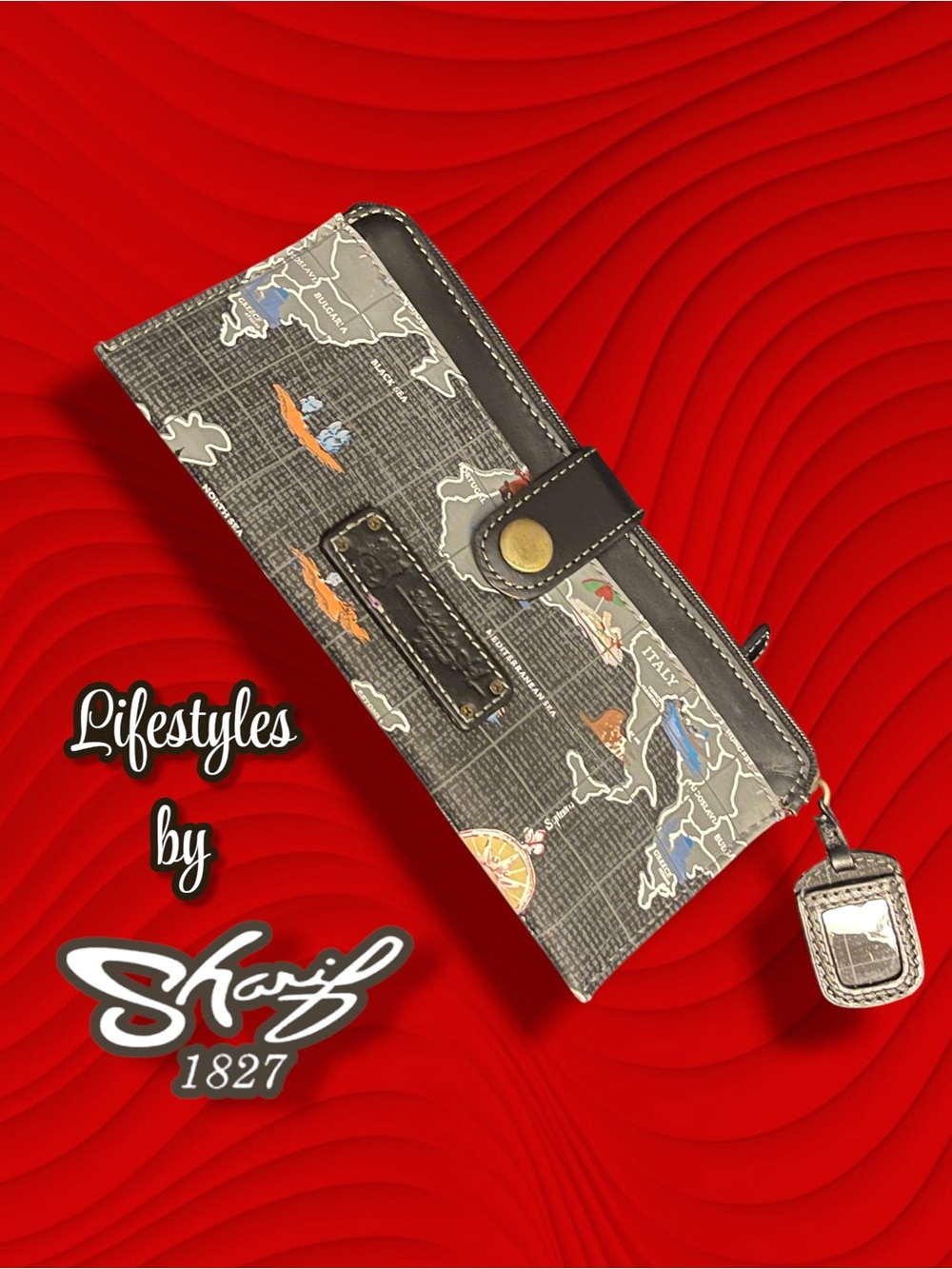 VTG Lifestyles by Sharif 1827 World Map Continental Wallet ✈️